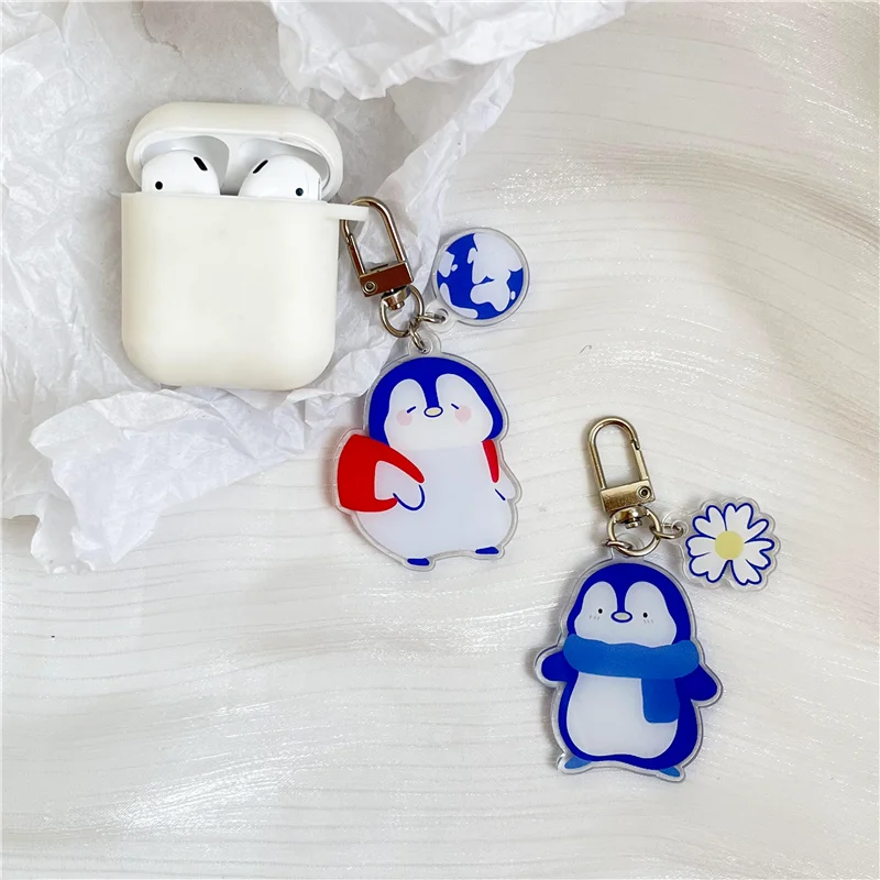 Wholesale Penguin Design Acrylic Keychain Epoxy Flash Cartoon Holographic Keychain Print Acrylic Keychain Custom LOGO