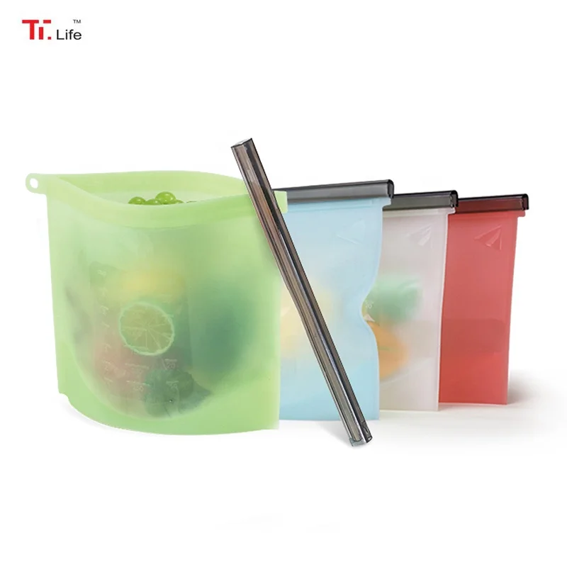 Food Grade Reusable Silicone Liquid Sandwich Packing Bags Food Storage Bags