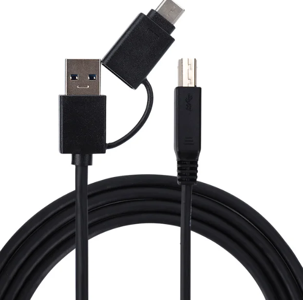 1m 2 in 1 USB C male/USB A male to USB B male MIDI data transfer power charge cable