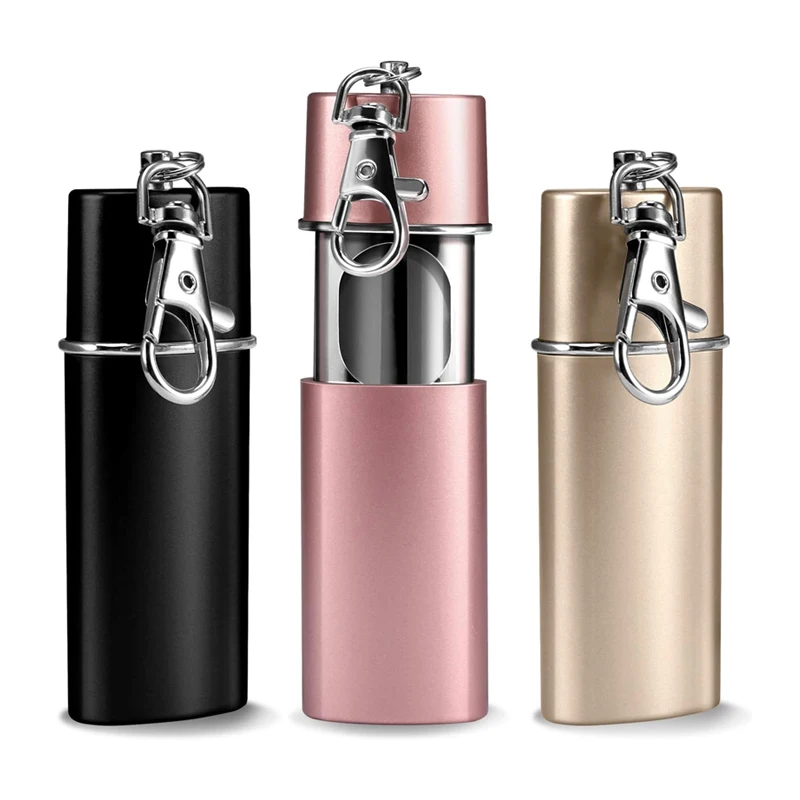 Custom Logo Portable Ashtray with Lid, Metal Outdoor Travel Ash Trays Pocket Ashtrays with Key chain for Cigarettes
