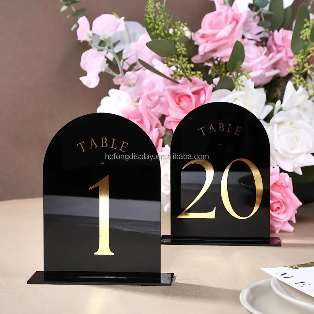 Custom Acrylic Wedding Table Number, Frosted Arch With Stand For Wedding Table Store Centerpieces
