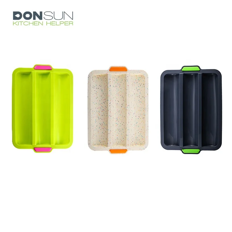 3 Loaf Non-stick silicone french bread baking pans Silicone Baguette Pan
