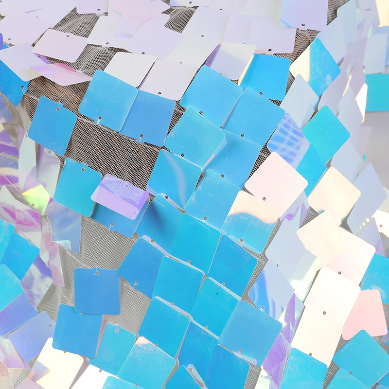 Fancy Tulle French Wedding Reversible Sequin Lace Embroidery Geometric Sequin Fabric for Detailed Dress