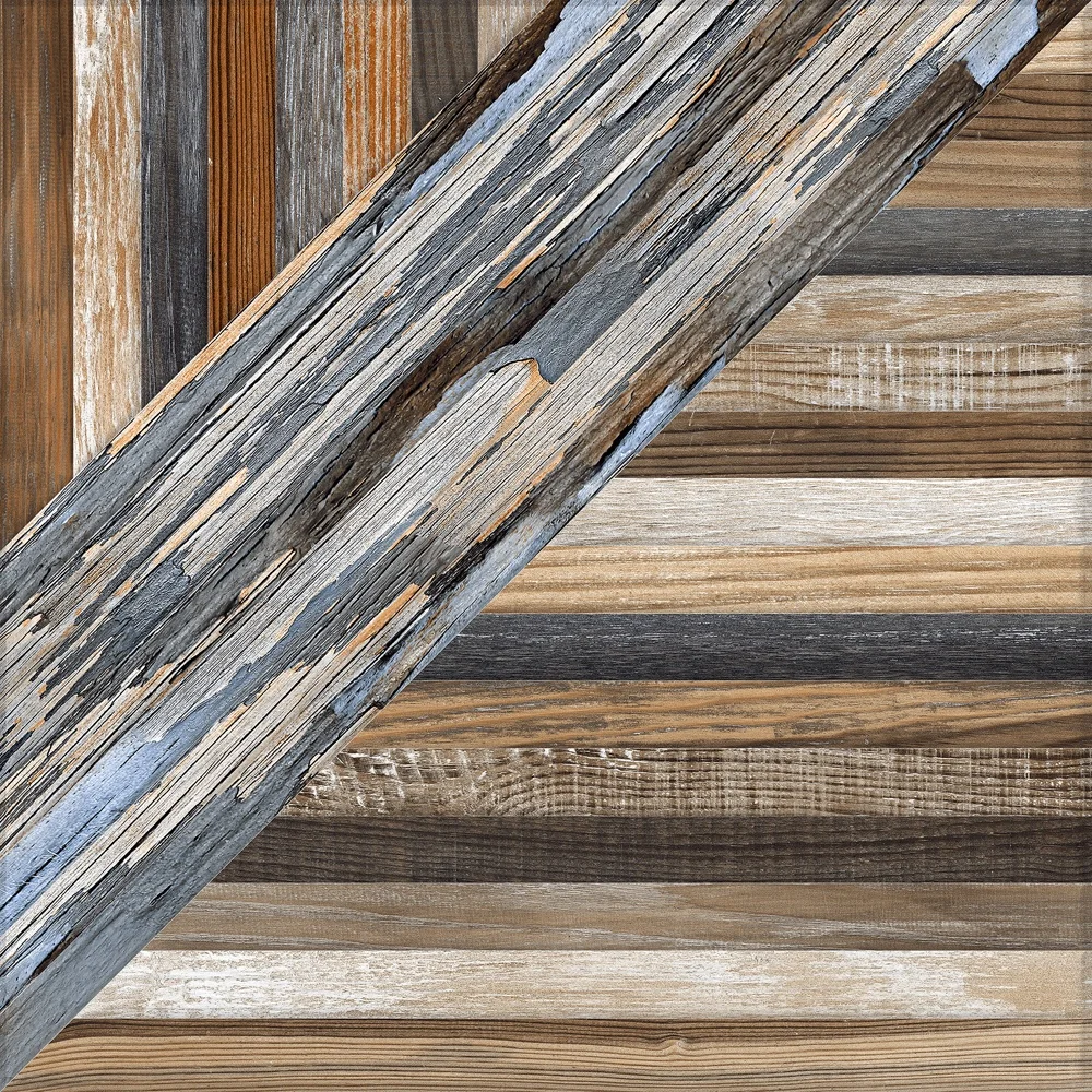 Digital Print 400x400MM Gray Timber Ash Wooden Look Porcelain Parking Tile Wood Plank Design for Outdoor Floor Use