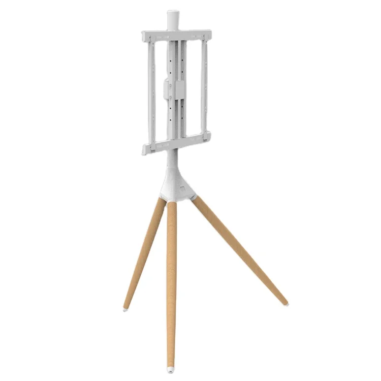 Portable Black Tv Mount Stand Flat Screen Tv Display Floor Stand Artistic Tv Floor Tripod Stand For Living Room