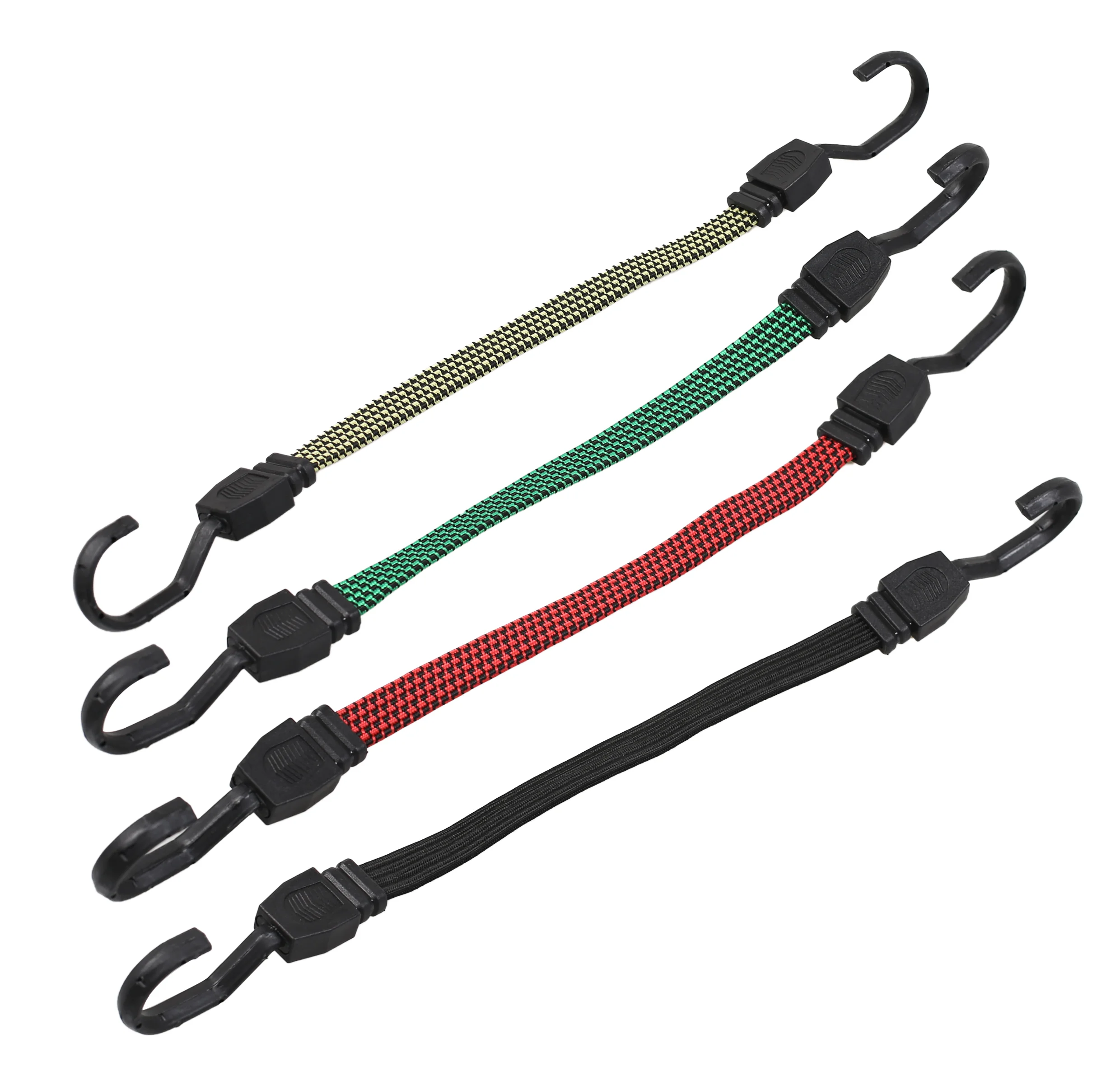 Outdoor Bike Bicycle Fitness Elastic Flat Bungee Cords Rope With Plastic J Hooks Bungee Cords Rope