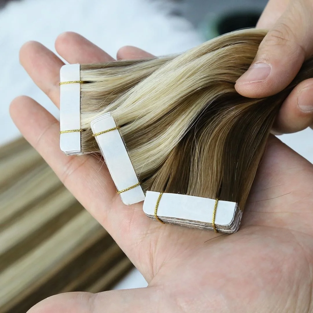 10 - 30 inches virgin raw hair tape in hair extensions 100human hair for white ,black women