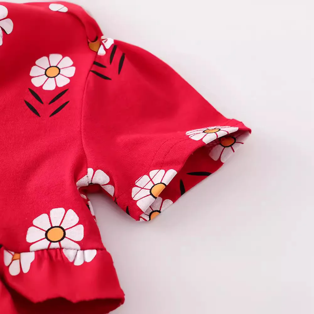 Cartoon Girl Dress Organic Cotton Soft  Girls Dresses  Custom Printed  Bamboo Kids Dress Baby Clothes