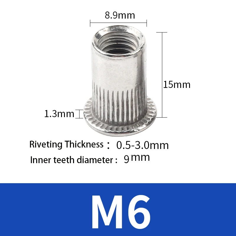 Rivet Nut Flat Head Straight Knurled Open Hole Thread Insert Pop Rivet Nut