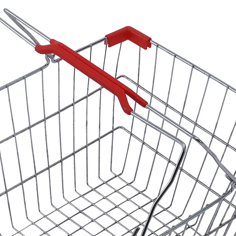 Manufacturer Wholesale Metal Chrome Wire Shopping Basket Supermarket Grocery Retail Store Hand Carrying Shopping Basket