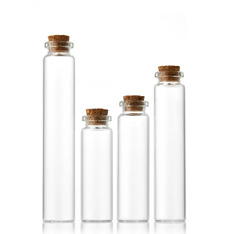 Wholesale 5ml 7ml 8ml10ml 15ml High Borosilicate Clear Small Mini Test Tube Glass Bottle Wishing Glass Jar with cork stopper