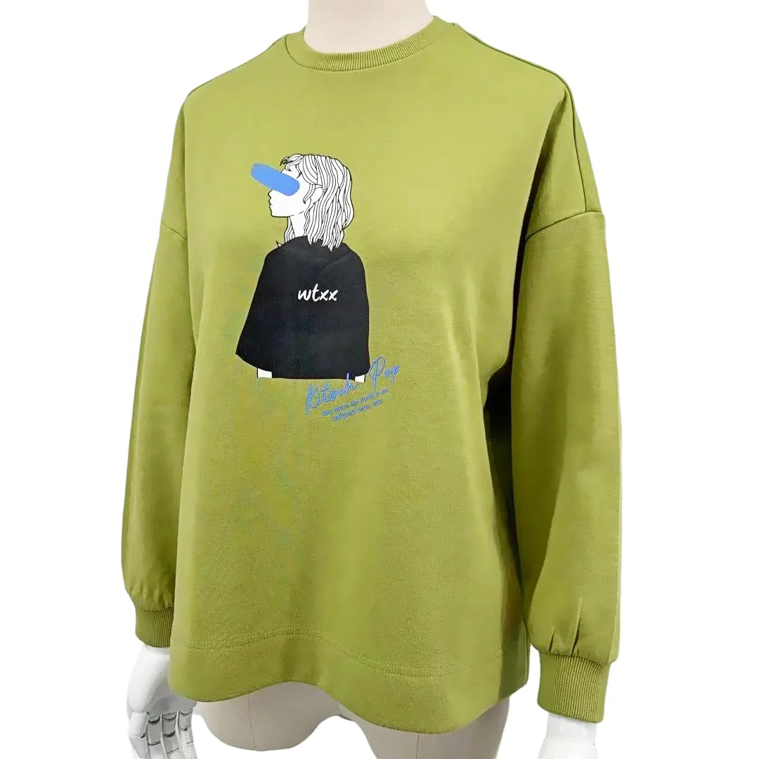 Double Face Long Sleeve Pullover Sweater Sustainable Street Wear Sweatshirt Solid Color  Double Face Sweater