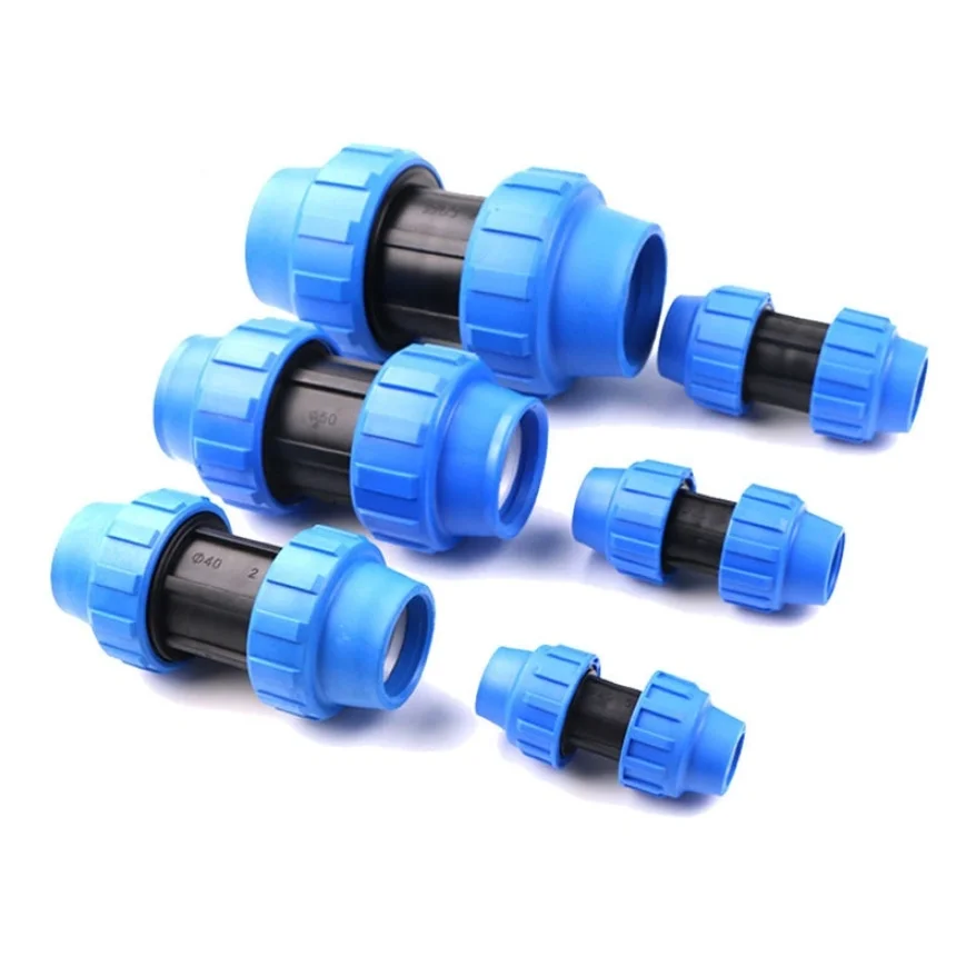 Plastic PE Compression Fittings 50mm HDPE Quick Connector Equal Socket HDPE Pipe Fitting