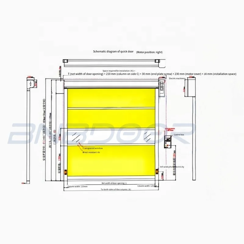 New Waterproof industrial Quick Roll up servo stable pull cord workshop PVC curtain soft automatic high speed rapid roll doors