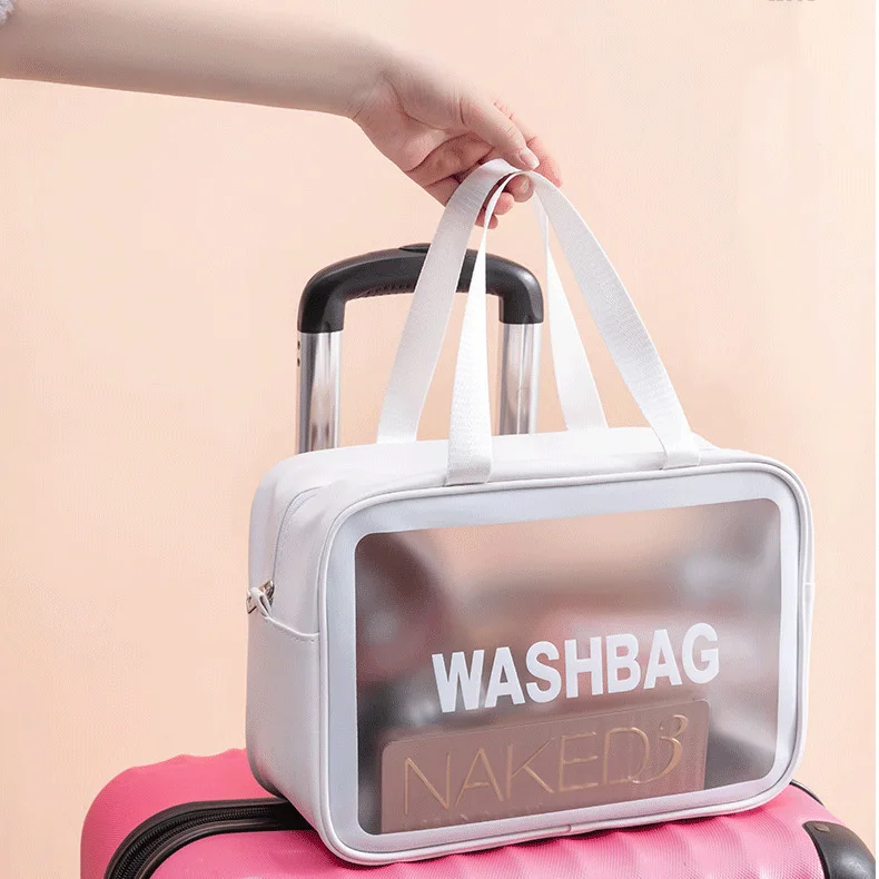 Korean hand scrub large capacity portable travel storage bag pu waterproof skincare makeup small