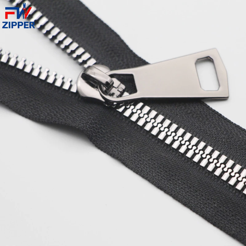 High quality 3# 5# 7# 8# 10# Matt Metal Teeth Coil Zipper Metal Resin Zipper for Bags Jackets