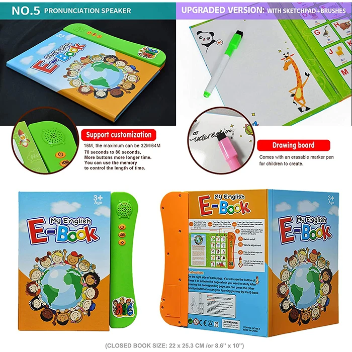 OEM индивидуальная Дошкольная электрическая звуковая книга со звуком на английском языке