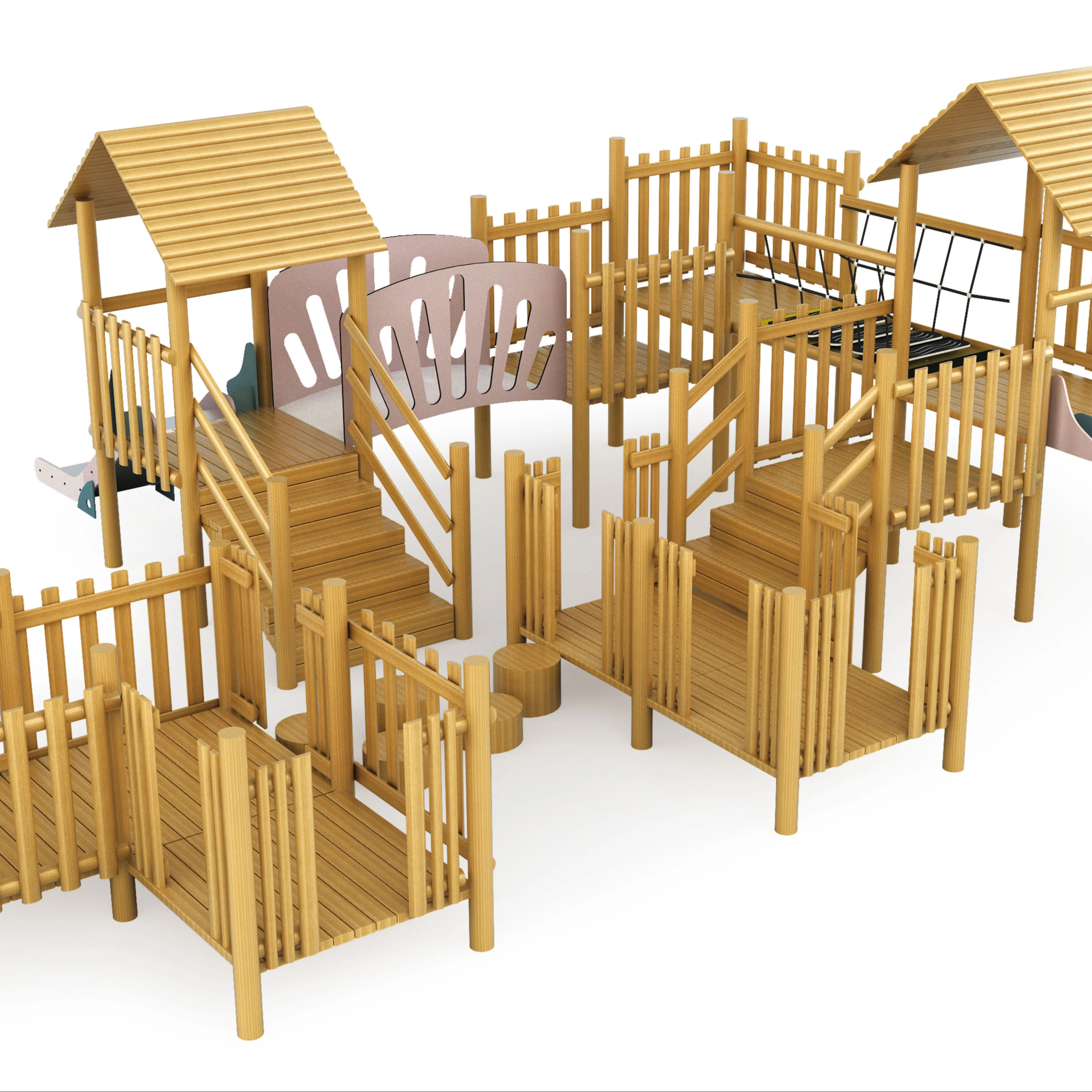 Solid wood chidren recreational facility landscape commercial outdoor playground equipment play zone