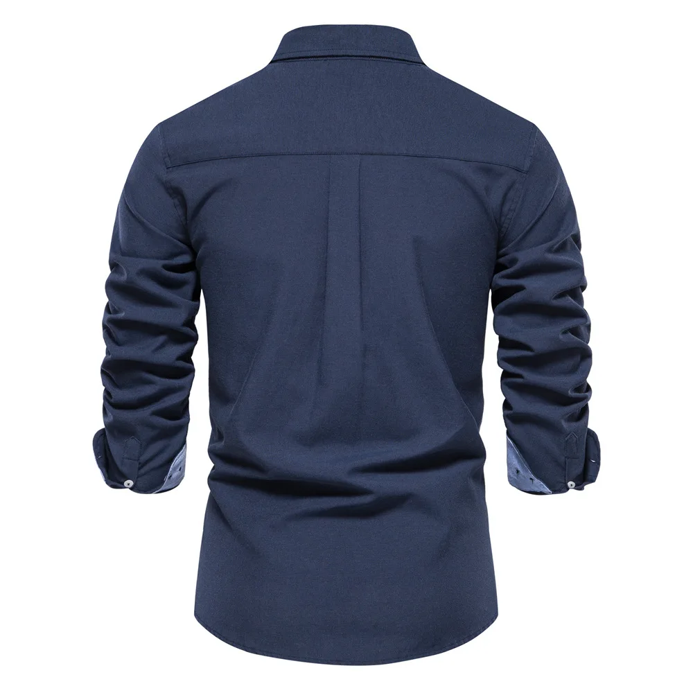 Classic 3/4 Long Sleeve Compression Shirt Black Men Cut And Sew Fancy Shirts Wrinkle Resistant Casual Long Sleeved Shirts