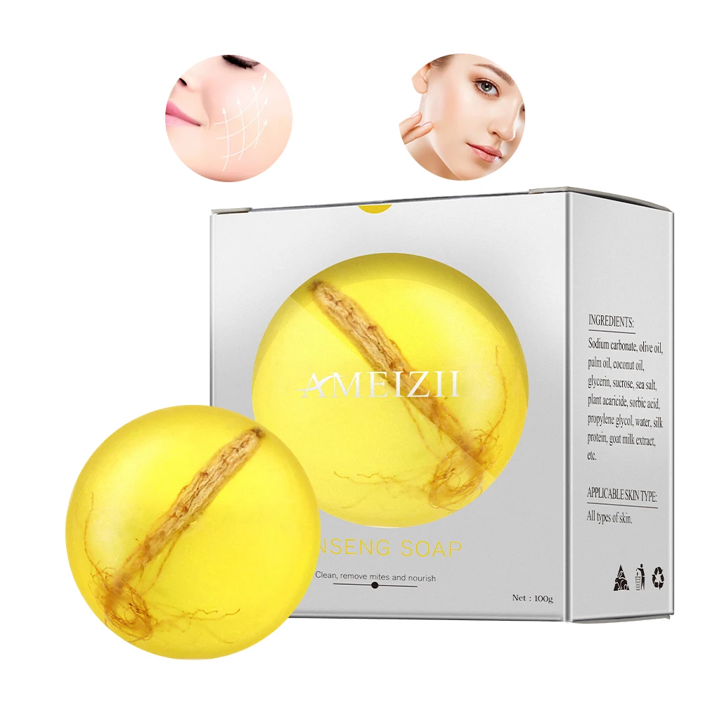 OEM ODM Ginseng Soap Acne Gommage Corps Savon Face Skin Cleaning Blackhead Removal Zeep Body Bath Kojic Acid Soap