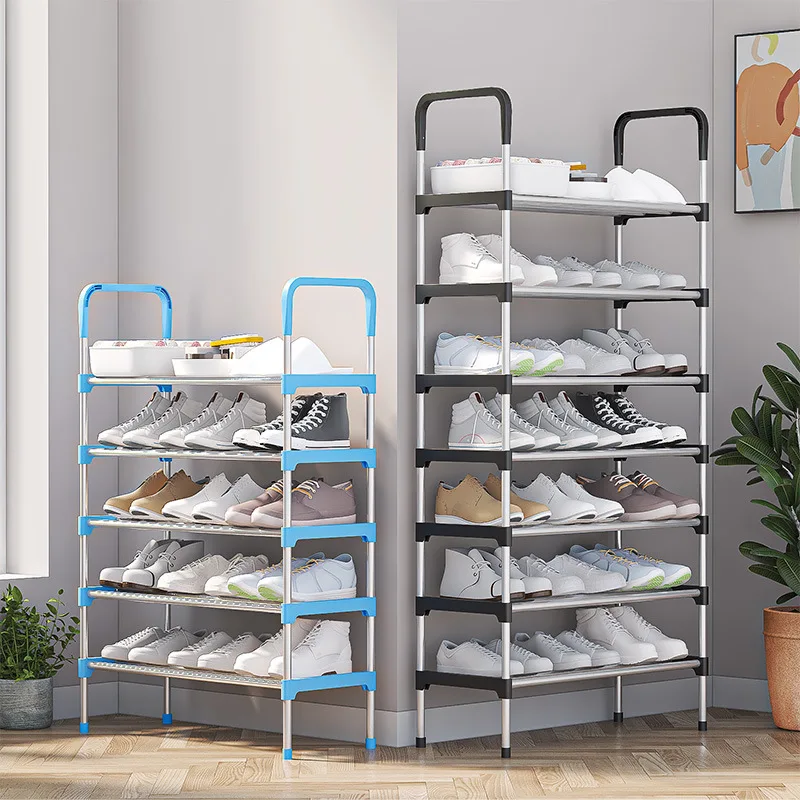 4 to 6 Layers of Plastic Connectors Galvanized Steel Pipe Folding Shoe Rack  Multi-level Armrest Shoe Rack