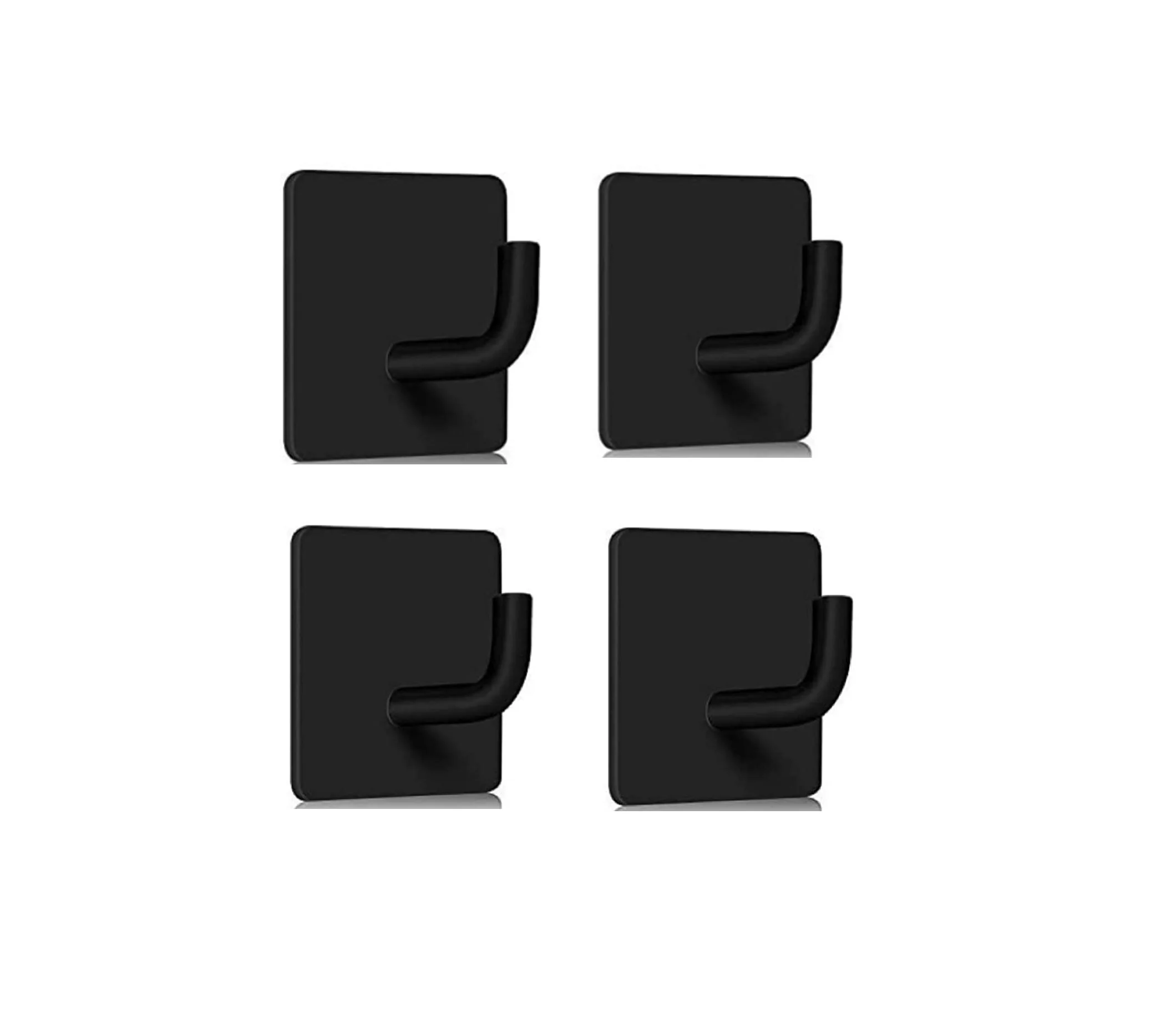 Self Adhesive Hook Matte Black Stainless Steel Coat Hook Single Towel Robe Square Style Clothes Hook for Bathroom Kitchen Hanger