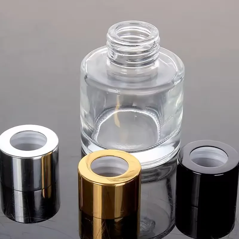 Luxury Classic Cylindrical Clear Reed Diffuser Bottle 50ml 100ml 150ml 210ml Glass with Screw Caps and Screen Printing