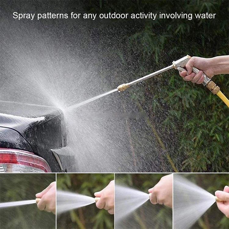Aluminum Body Car Washing Telescopic Hose High Pressure Water Gun With Lengthened Rod Electroplating