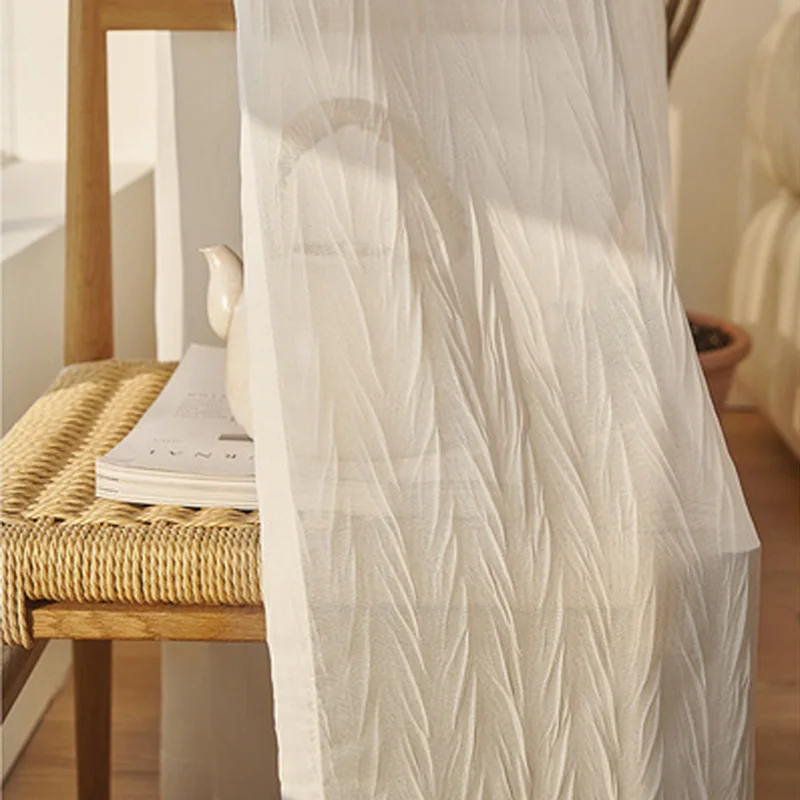 Wholesale Good Quality Crinkle Sheer Curtains, Pleated Sheer Curtains, Crepe Sheer Curtains