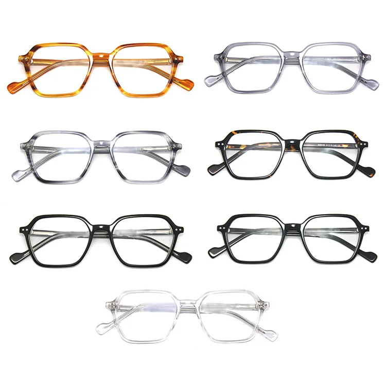 Unisex European Stock Acetate Optical Glasses Frame Small Retro Colored Print Eyewear for Men and Women