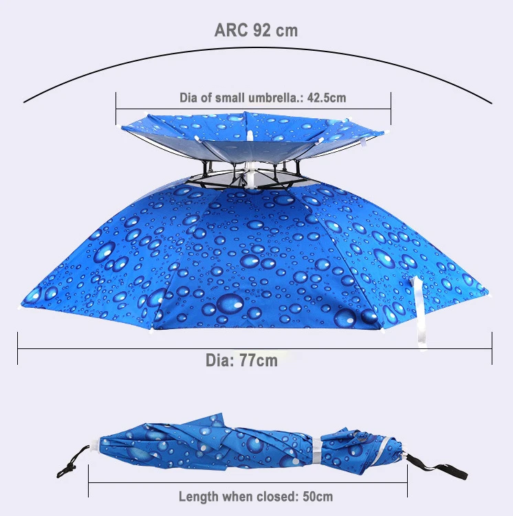 Outdoor Fishing Double Layer Hat Umbrella Small Silver UV Coating Sunshade Head Umbrella