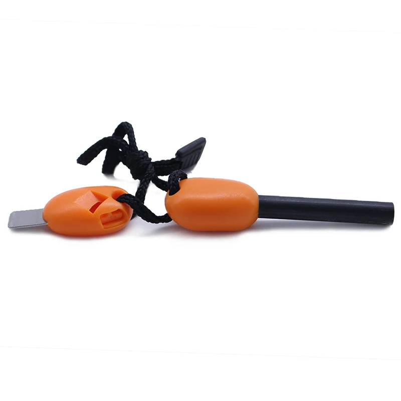 10*90mm Waterproof Military Outdoor Survival Kit Magnesium Flint Fire Starter with Whistle
