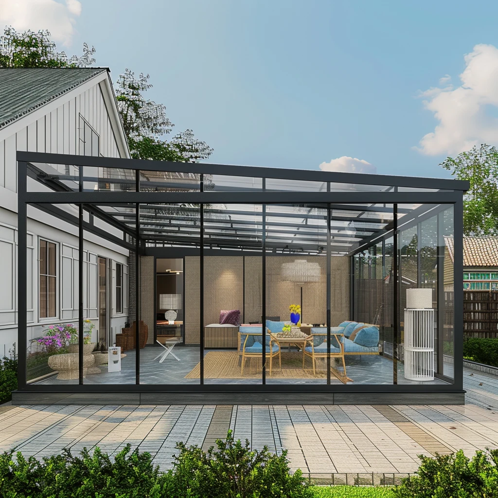 Customized Thermal-break Soundproof Residential Sun Room Outdoor Aluminum And Glass Sunroom For Solarium With sliding door