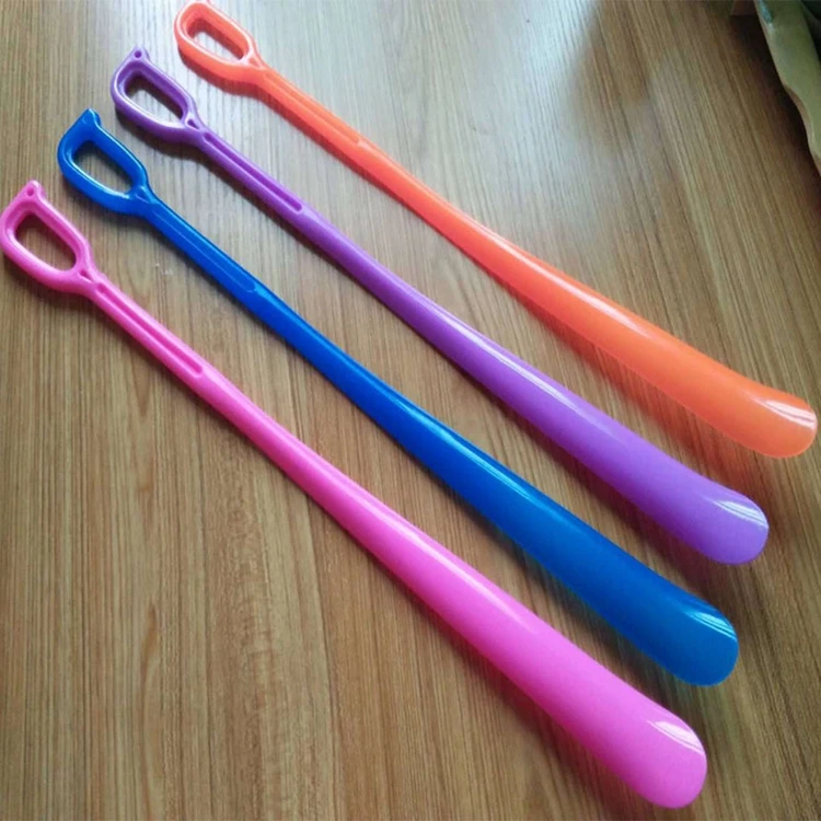
48cm Simple Fashion Shoehorn Plastic Solid Color Professional Easy Reach Flexible Handle Remover Aid Slip Shoe Horn 