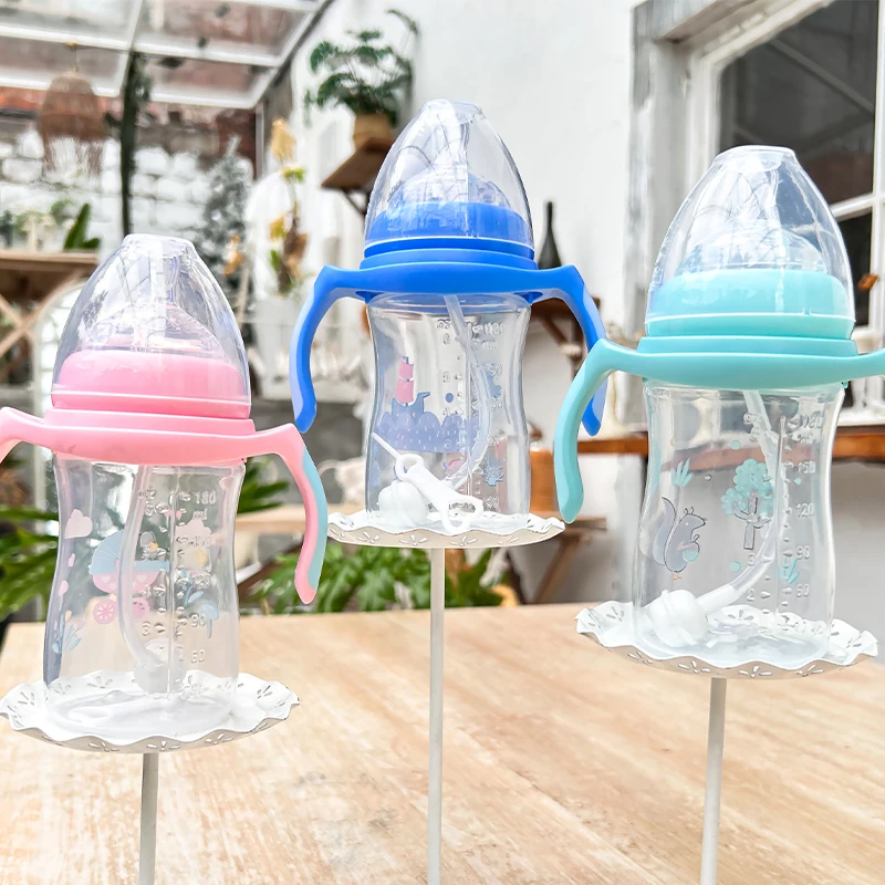 Baby bottles supplies in bulk big capacity 300ml silicone nipple baby drinking bottle baby feeder bottle