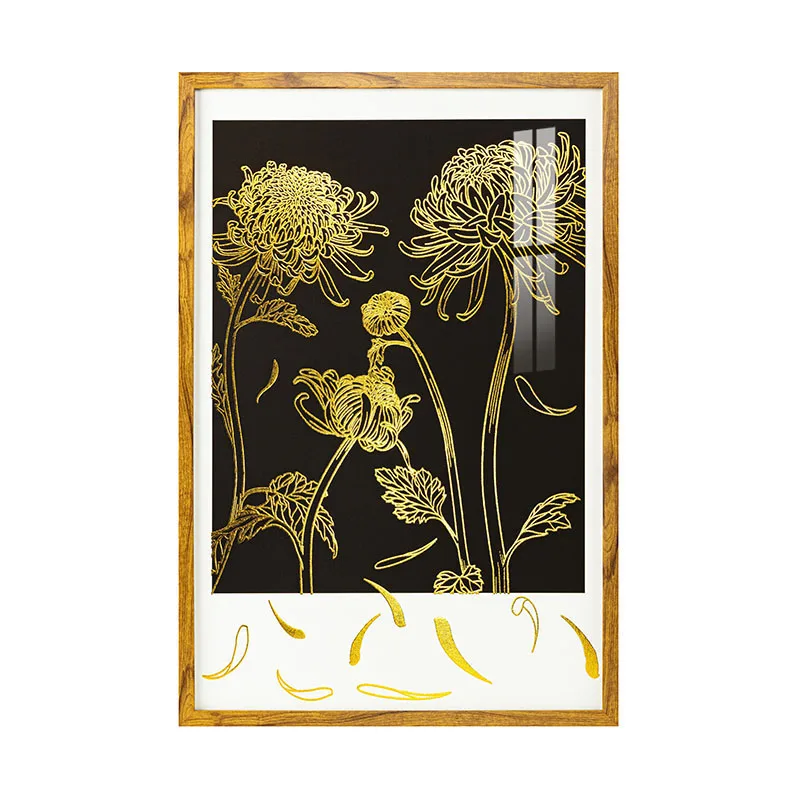 Gold Foil Canvas Floral Art Prints Modern Decor Paintings Living Room Cuadros Decorativos