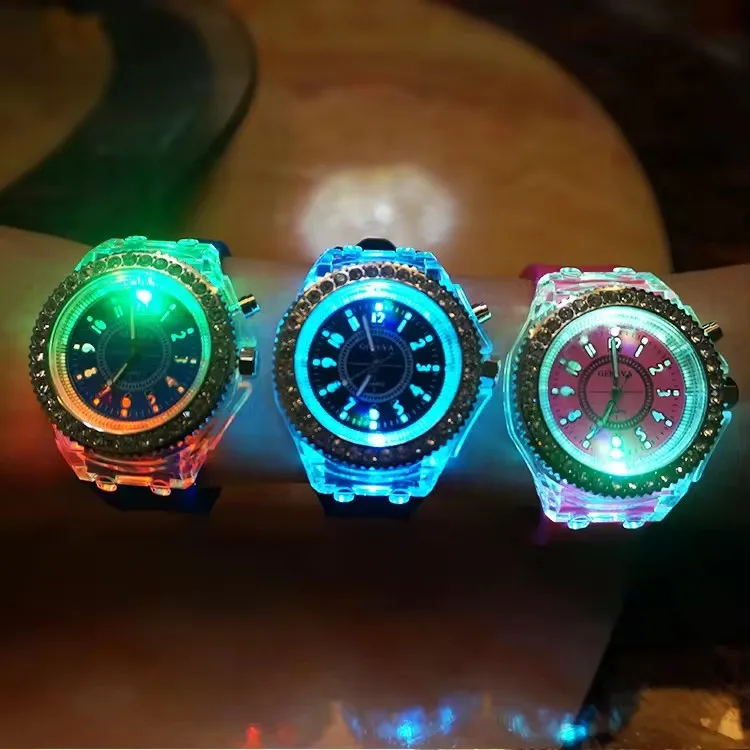 2024 LED Light Flash Luminous Watches Women Men Boys Girls Silicone Wrist Watch Fashion Clock Kids Children