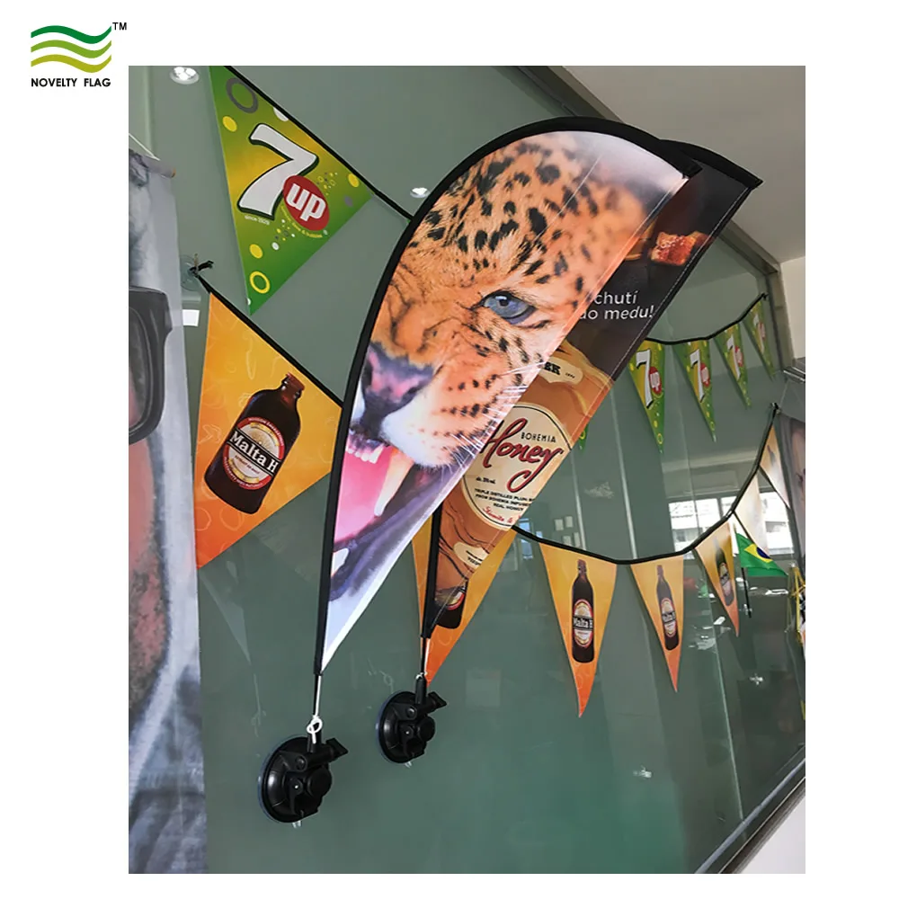 high quality suction cup holder advertising flying teardrop car window flag