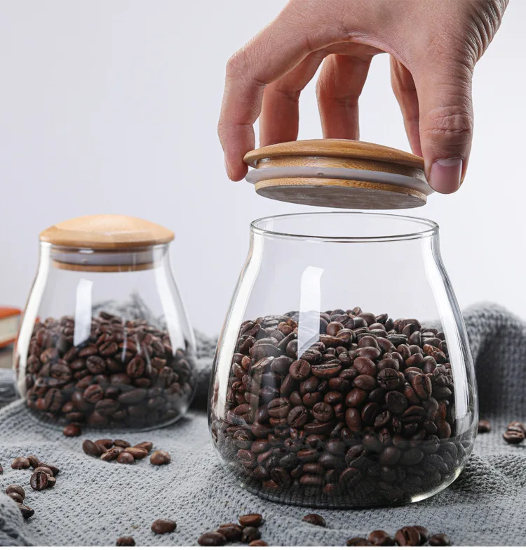 Coffee Container Glass Storage Jar Mushroom-shaped Kitchen Grains Sealed Jar Moisture-proof Coffee Bean Storage Jar Multi-purpos