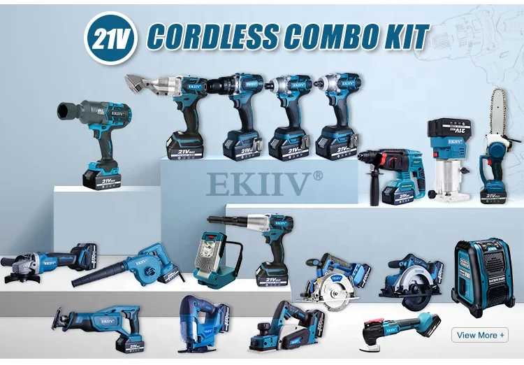 EKIIV Portable 21V Brushless Cordless Lithium Battery Tool Set for Cutting and Grinding-Drill Tool Set