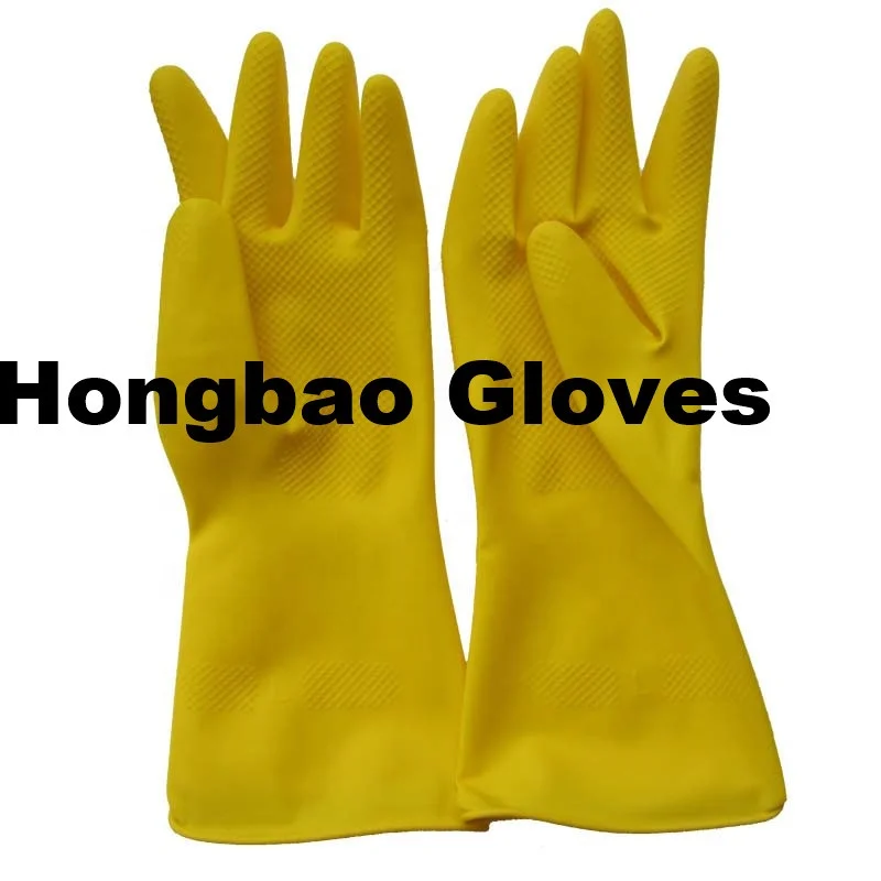 
70g cotton lined lining latex gloves girls in rubber glove high quality cleaning kitchen washing glove 
