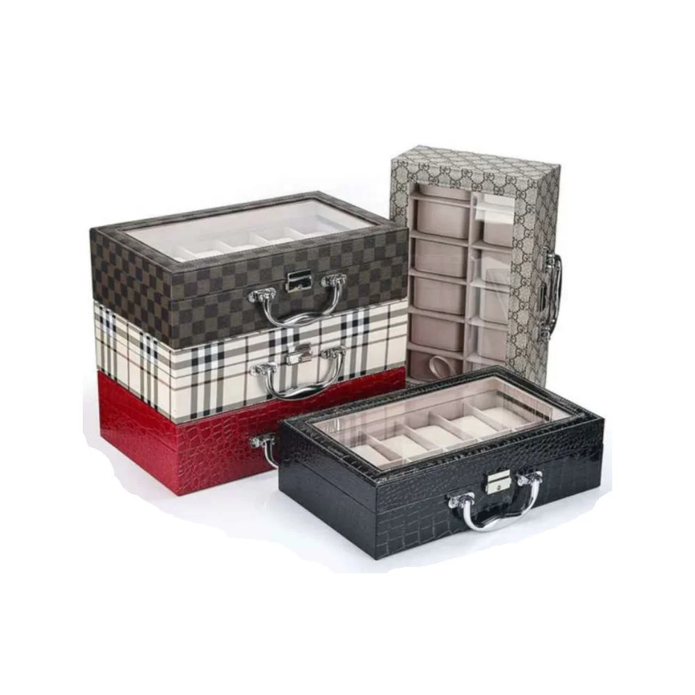 Ready stock 12 slots carbon fiber leather watch case watch display box luxury watch storage box From Manufacturer Winxtan ,China