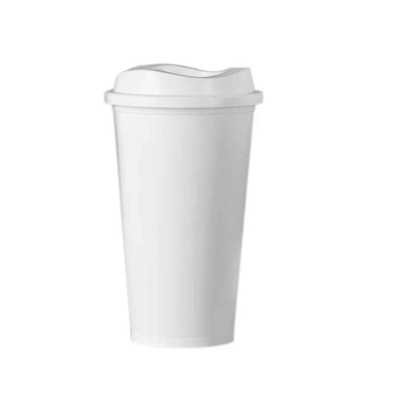 Custom PP Reusable White BPA free Plastic Coffee Cup with Lid