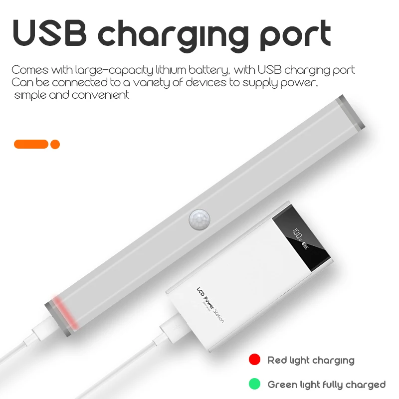 Amazon лучшее качество USB перезаряжаемая батарея магнитный датчик движения PIR 48 Светодиодный светильник сенсорный для детей внутренний