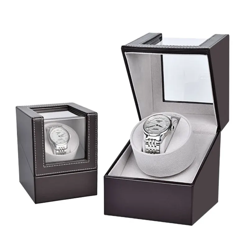 Personalized automatic rotating watch winder for mens single luxury leather watch winder box