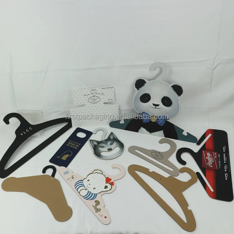 Custom Clothes Brand Name Logo Printing Recycled Kraft Paper Cardboard Coat Bib Hanger for Packaging