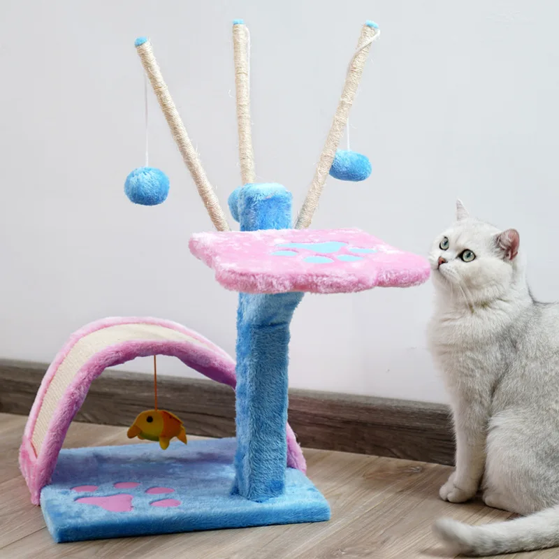 China factory sustainable inventory wholesale multi-level cat toys wooden cat treehouse