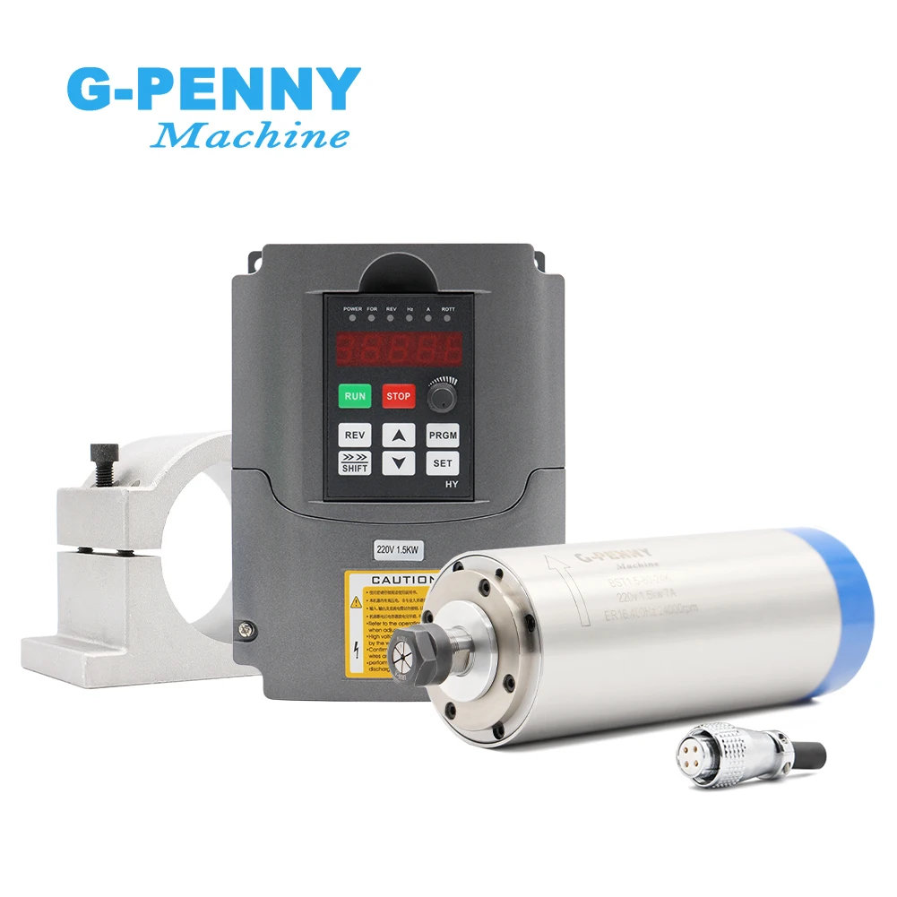 1.5KW ER16 D80mm water cooled spindle motor cnc router, 4KW HY Inverter ,80mm Bracket