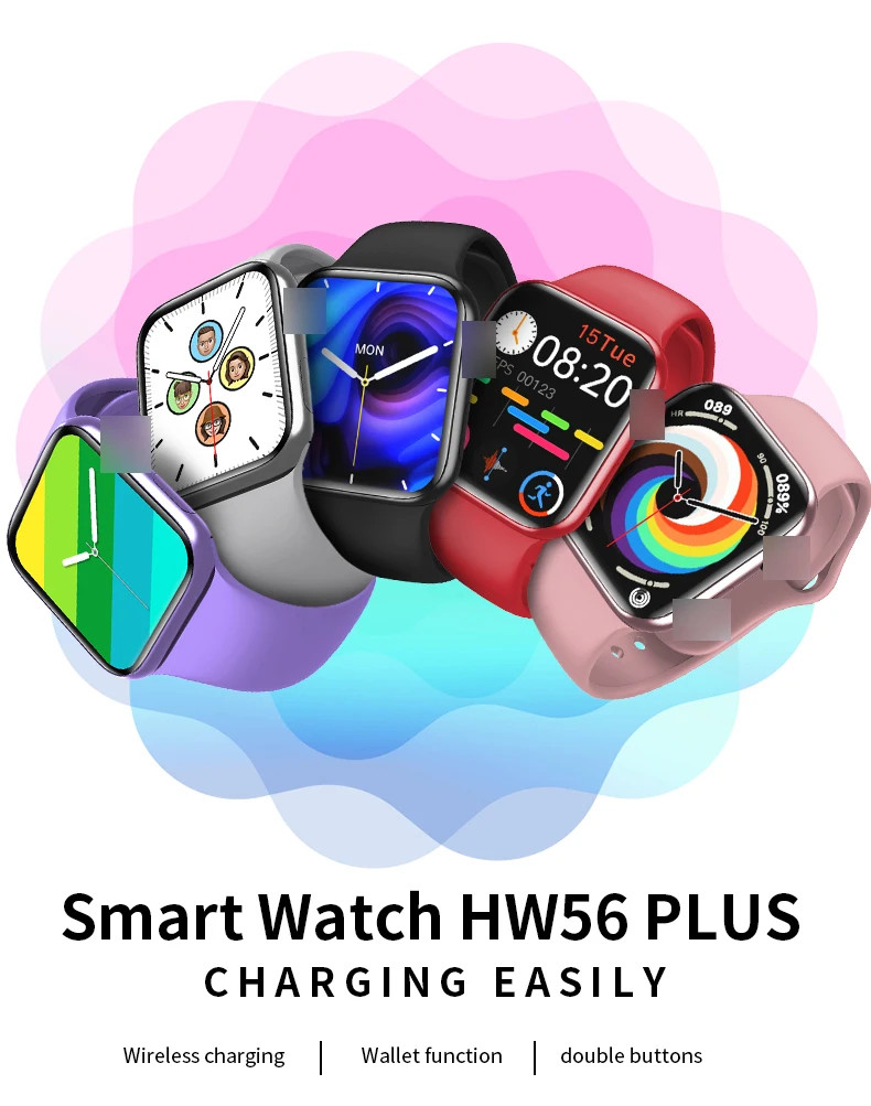 Series 7 HW56 Plus 1.77inch Lock Screen IP67 waterproof Voice Call Wireless charging Smart Watch Reloj Montre Inteligente HW56