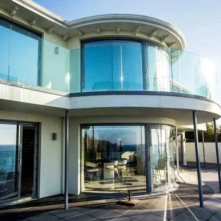 12mm 6+6mm Curved Bent Balcony Laminated Toughened Tempered Glass Railing With Handrail Balustrade